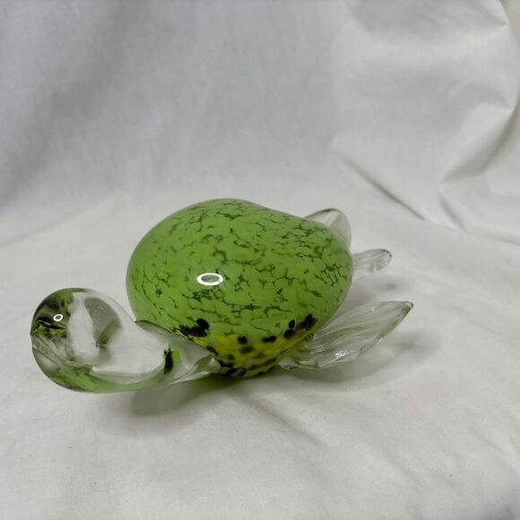 Hand Blown Art Glass Sea Turtle Large 7" Fifth Avenue Crystal Green Figurine - Picture 4 of 9